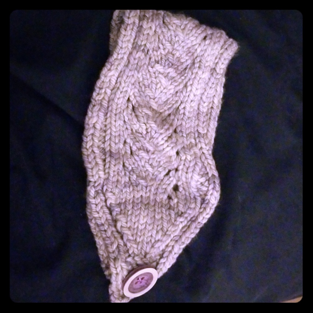 Hand Knit Gray Headband/Earmuff